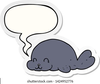 un lindo sello de dibujos animados con una pegatina de burbuja de voz