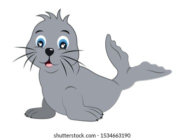 Cute Cartoon Seal. Vector Illustration of Seal