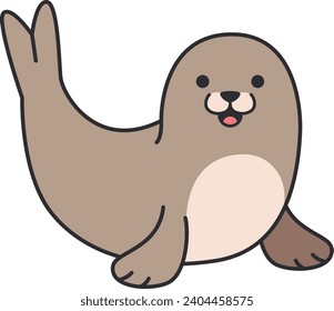 Cute cartoon seal. Vector illustration isolated on a white background.