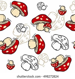 Cute cartoon seamless mushrooms