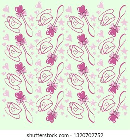 Cute Cartoon seamless pattern. Cup and spoon for baby