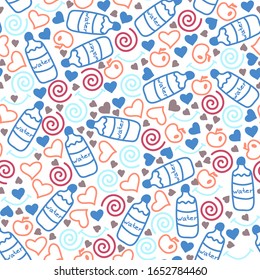 süße Cartoon nahtlose Muster für die Dekoration von Kindertextilien, Tapete und Verpackungspapier. gesundes Essen, Lebensstil. 