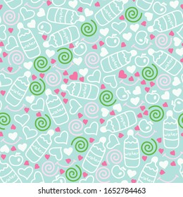 cute cartoon seamless pattern for decorating children's textiles, Wallpaper and wrapping paper. healthy food, lifestyle. 