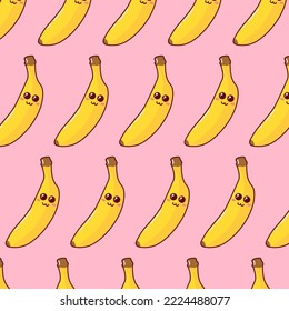 Cute Cartoon patrón sin fisuras con bananas graciosas.