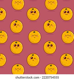 Cute cartoon seamless pattern with oranges for kids.