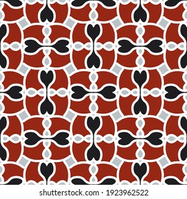 cute cartoon seamless pattern. overlapping burgundy, black, gray rounded polygons, shapes are grouped and lined up in rows on a white background. vector