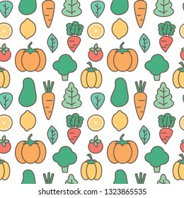 cute cartoon seamless vector pattern background illustration with vegetables