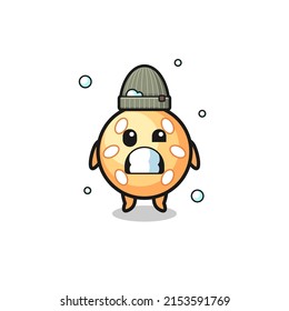 cute cartoon sesame ball with shivering expression , cute design