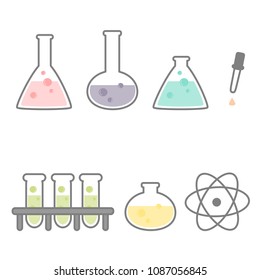 cute cartoon set of chemical vector icons