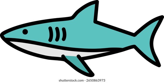 Cute Cartoon Shark Icon Illustration