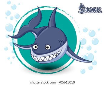 Cute Cartoon Shark on a color background vector