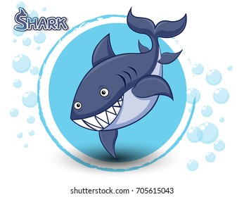 Cute Cartoon Shark on a color background vector
