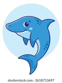 Cute cartoon shark. Vector children's illustration.