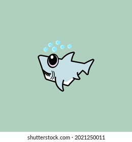 cute cartoon shark vector illustration for children's book or mascot logo