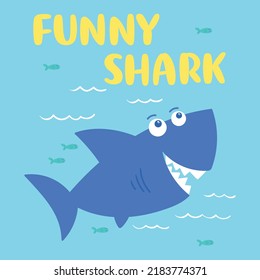 cute cartoon shark vector illustration