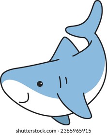 Cute cartoon shark. Vector illustration isolated on a white background.