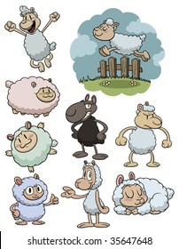 Cute cartoon sheep. All in separate layers for easy editing.