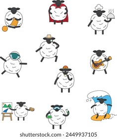 cute cartoon sheep character illustrations 