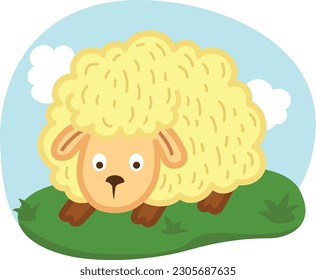cute cartoon sheep character on white background illustration