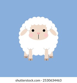 Cute cartoon sheep character. Vector illustration.