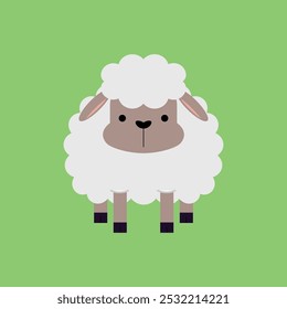 Cute cartoon sheep character. Vector illustration.