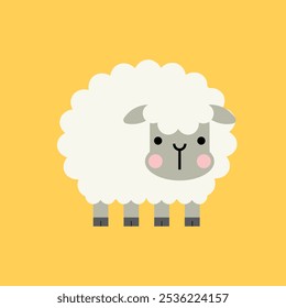 Cute cartoon sheep character. Vector illustration.