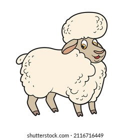 Cute cartoon sheep color variation for coloring page on white background