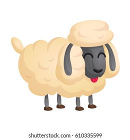 Cute cartoon sheep. Farm animal vector illustration isolated on white.