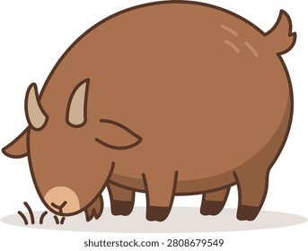 Cute cartoon sheep grazing peacefully in field