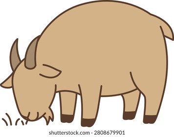 Cute cartoon sheep grazing peacefully in field