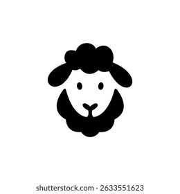 Cute Cartoon Sheep Head Animal Icon