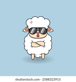 cute cartoon sheep illustration vector design. Eps 10.