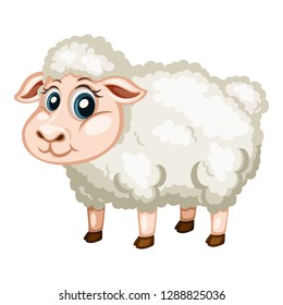 Cute Cartoon Sheep Isolated on a White Background. Happy Animals Set. Educational Materials for Children