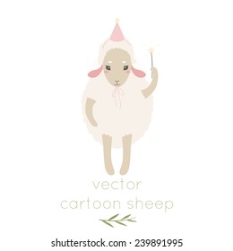 cute cartoon sheep on white background. can be used for greetings cards