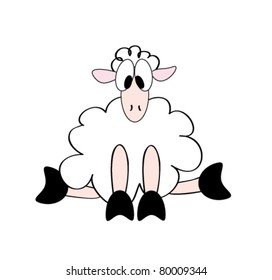 Cute Cartoon Sheep On White Background Stock Vector (Royalty Free ...