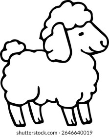 Cute cartoon sheep outline design isolated on white background eps