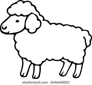 Cute cartoon sheep outline design isolated on white background eps