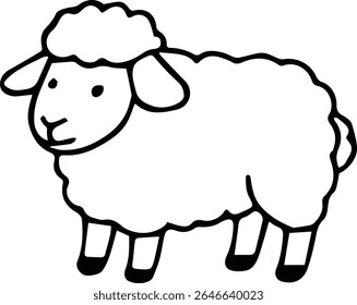 Cute cartoon sheep outline design isolated on white background eps
