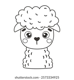 Cute Cartoon Sheep outline vector