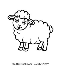 Ilustração vetorial de contorno de caricatura bonito para colorir o livro, arte da linha preta e branca do animal da fazenda, projeto isolado educacional das crianças imprimíveis.