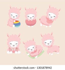 Cute cartoon sheep set.
