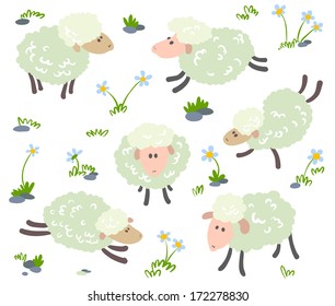 Cute cartoon sheep set