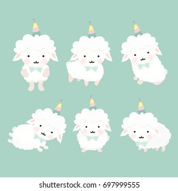 Cute cartoon sheep set.