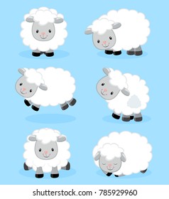 Cute cartoon sheep set