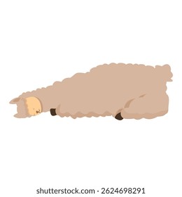 Cute cartoon sheep sleeping peacefully in a tranquil countryside farm illustration. Perfect for bedtime and relaxation themes