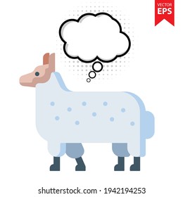 Cute cartoon Sheep with thought bubble isolated on white background. Animal symbol for your web site design, logo, app, UI. Eps10 vector illustration.