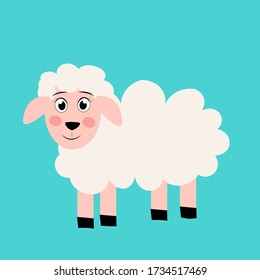 Cute cartoon sheep vector illustration. farm animal