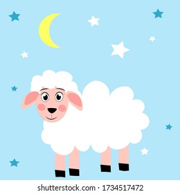Cute cartoon sheep vector illustration. farm animal