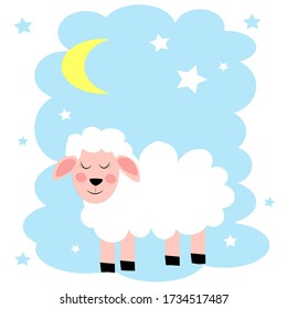 Cute cartoon sheep vector illustration. farm animal
