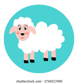 Cute cartoon sheep vector illustration. farm animal